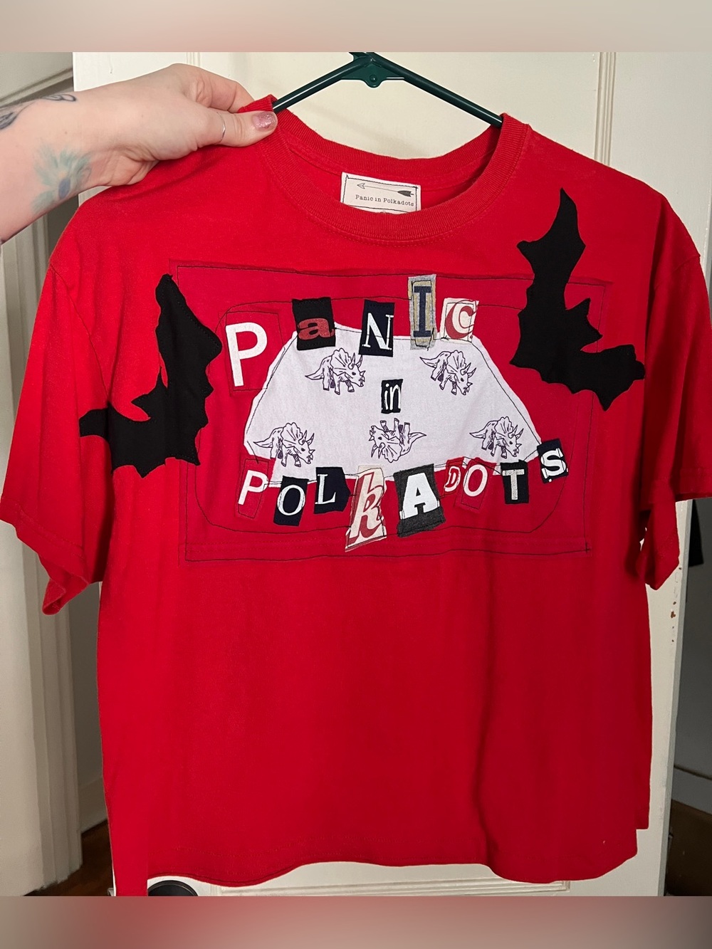 Ransom Note Tee Shirt - Red Dino Bats